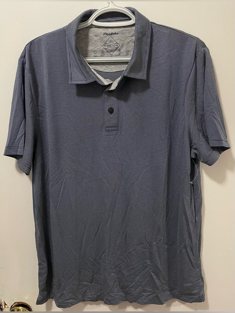 Flag & Anthem MadeFlex Men’s Navy White Short Sleeve Polo Shirt Size Medium M